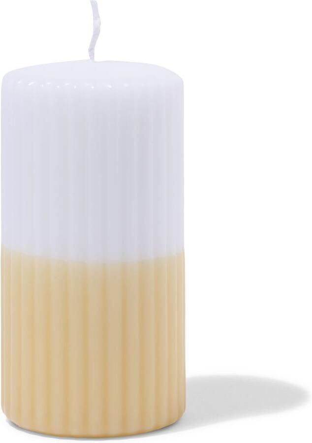 HEMA Stompkaars ⌀7x13cm Ribbel Wit-lichtgeel (lichtgeel)