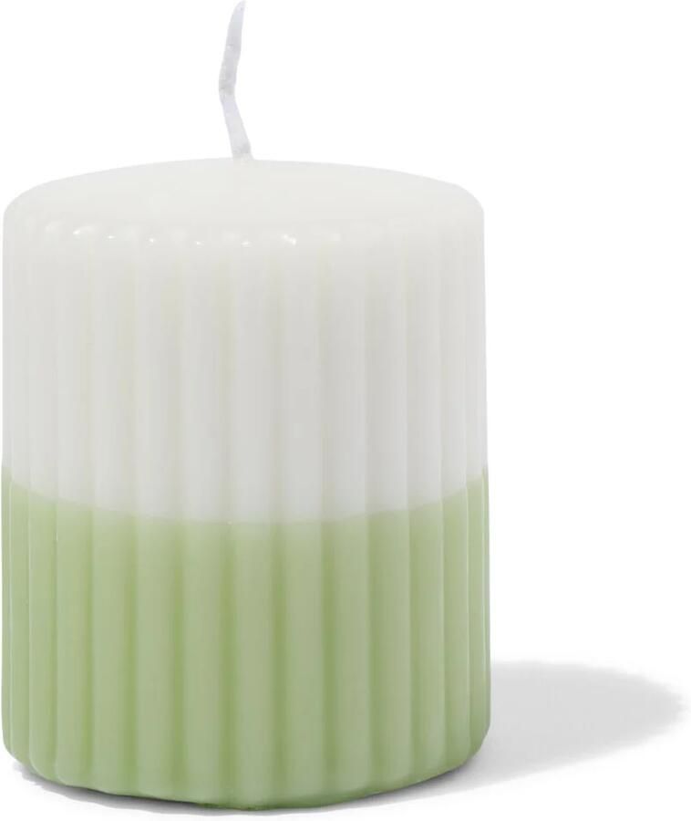 HEMA Stompkaars ⌀7x8cm Ribbel Ivoor-lichtgroen (lichtgroen)