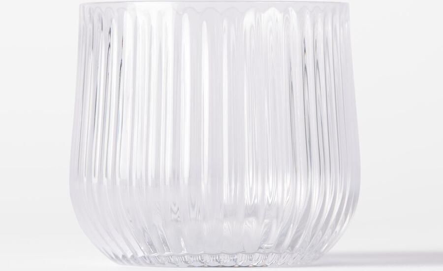 HEMA Theelichthouder ⌀10x8cm Bink Glas Ribbel Transparant (transparant)