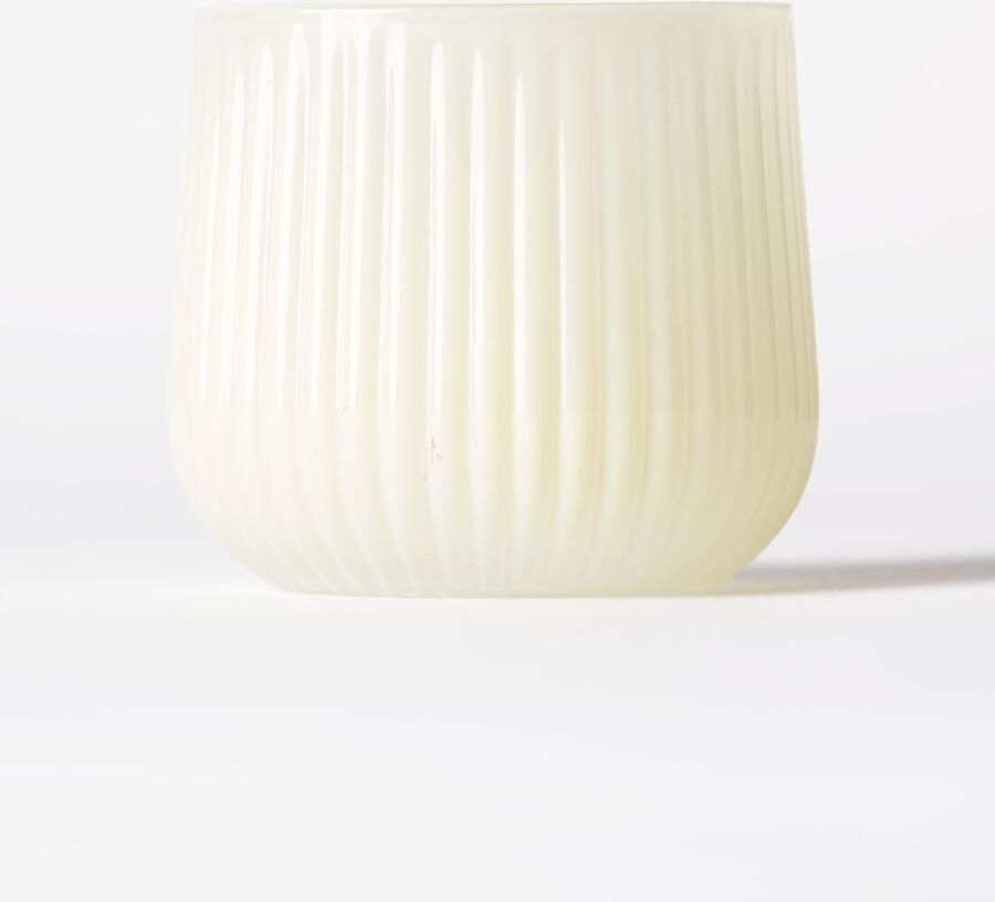 HEMA Theelichthouder ⌀10x8cm Bink Glas Ribbel Wit (white wash)
