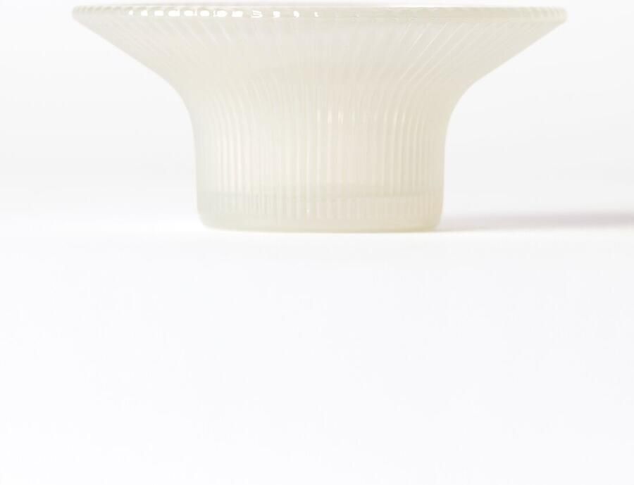 HEMA Theelichthouder ⌀11x5cm Zwier Glas Ribbel Wit (white wash)