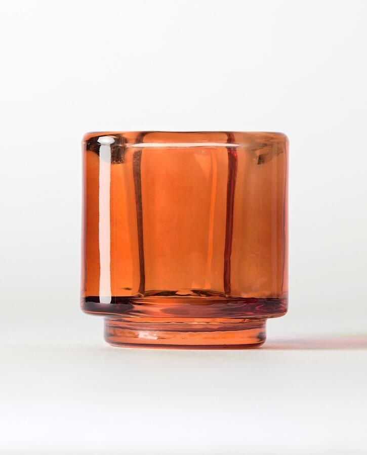 HEMA Theelichthouder ⌀7x7cm Kub Glas Oranje (oranje)