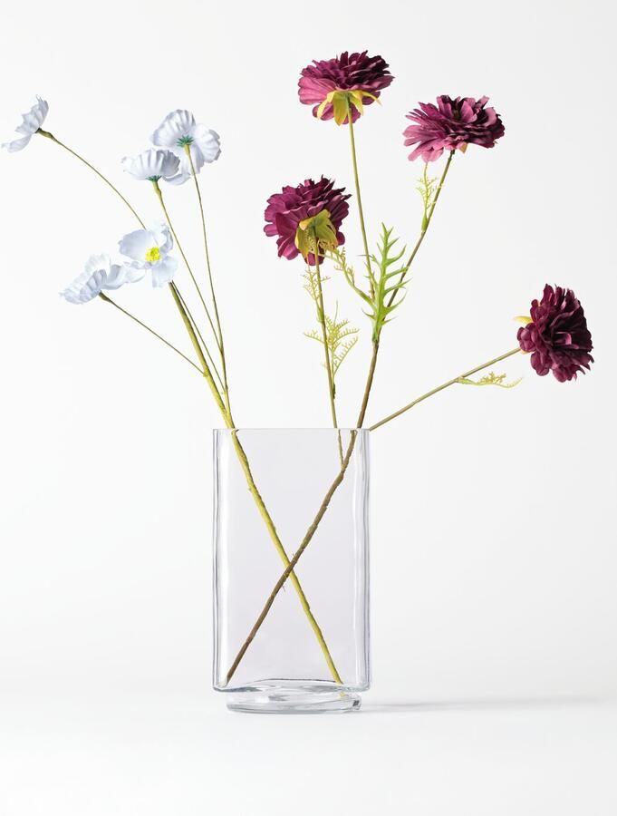 HEMA Vaas ⌀12x22cm Kub Glas Transparant (transparant)