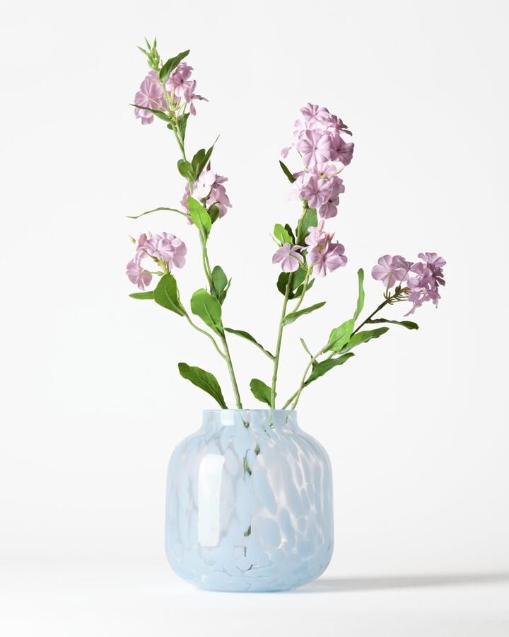 HEMA Vaas ⌀15x18cm Bink Glas Spikkel Blauw (blauw)