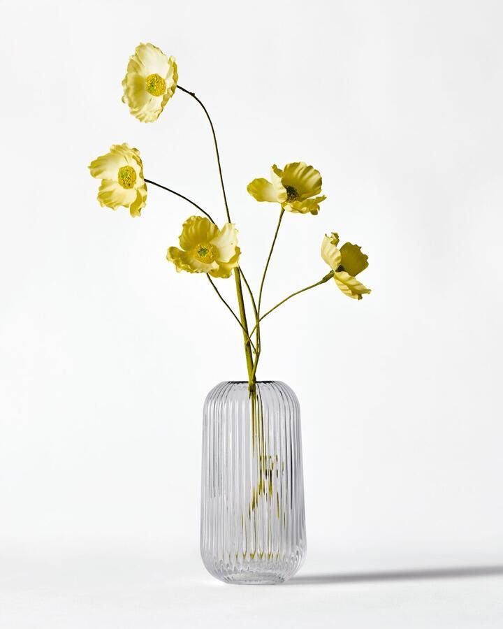 HEMA Vaas ⌀16.5x20.5cm Bink Glas Ribbel Transparant (transparant)