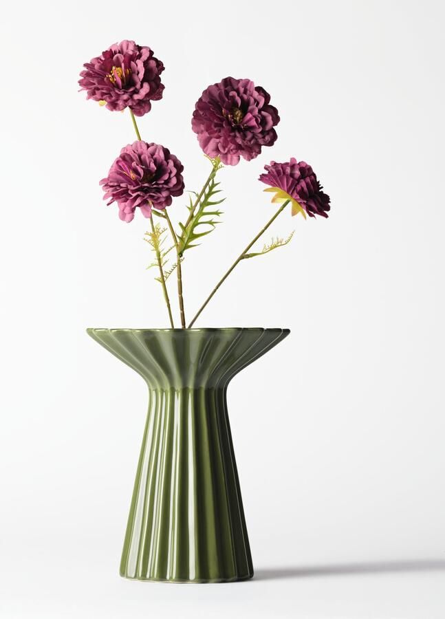 HEMA Vaas ⌀20x24.5cm Zwier Keramiek Ribbel Groen (groen)