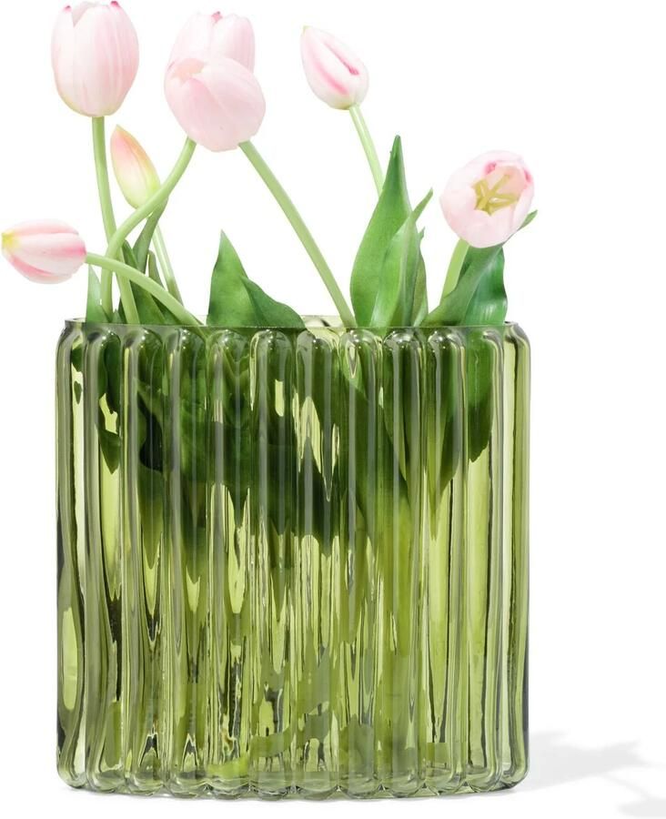 HEMA Vaas 8x20cm Glas Ovaal Groen (groen)