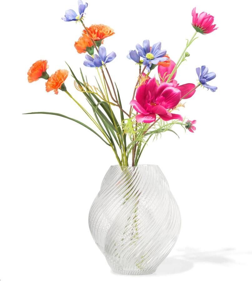 HEMA Vaas ⌀8x21cm Twist Retro Transparant (transparant)