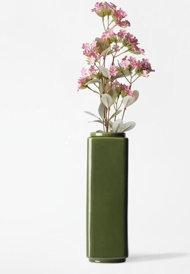 HEMA Vaas ⌀9x28.5cm Kub Keramiek Groen (groen)