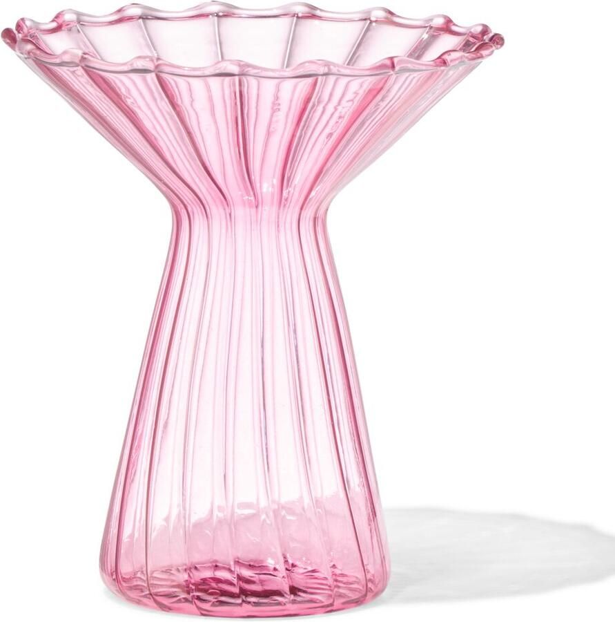 HEMA Vaas Voor Geurstokjes ⌀10x12cm Glas Met Kraag Roze (roze)