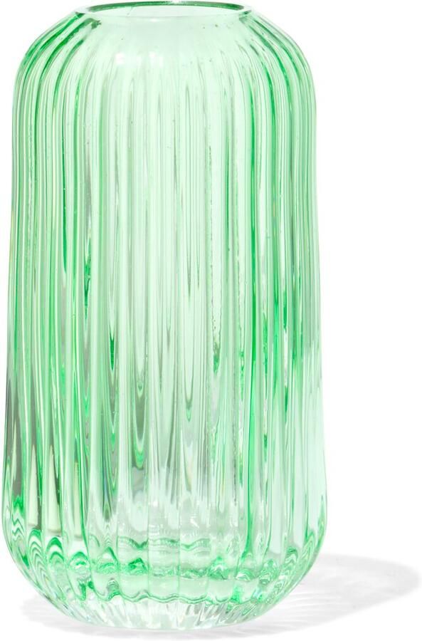 HEMA Vaas Voor Geurstokjes ⌀5.5x11cm Glas Ribbel Groen (groen)