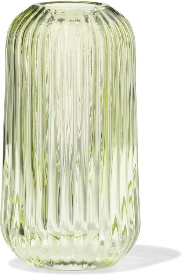 HEMA Vaas Voor Geurstokjes ⌀5.5x11cm Glas Ribbel Lichtgroen (lichtgroen)