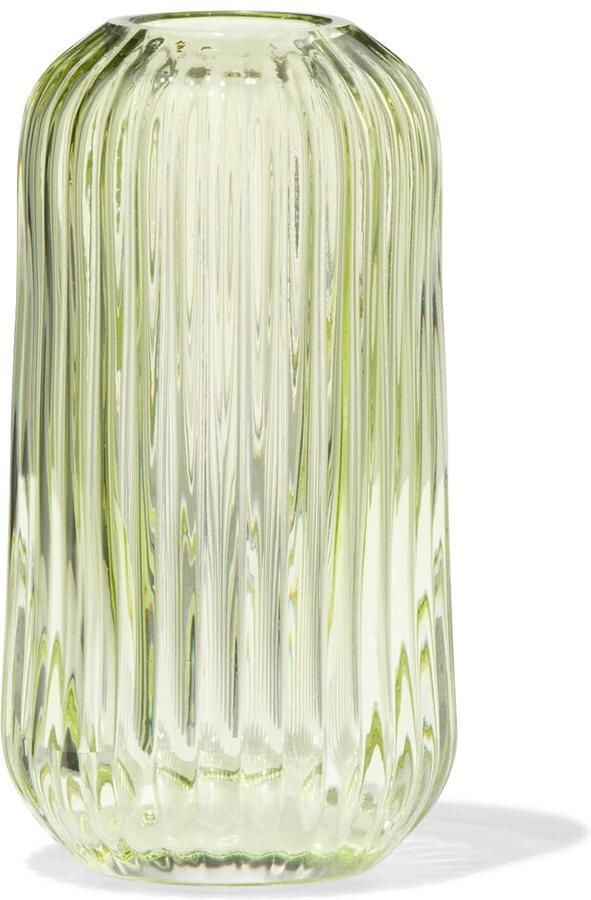 HEMA Vaas Voor Geurstokjes ⌀5.5x11cm Glas Ribbel Lichtgroen (lichtgroen)