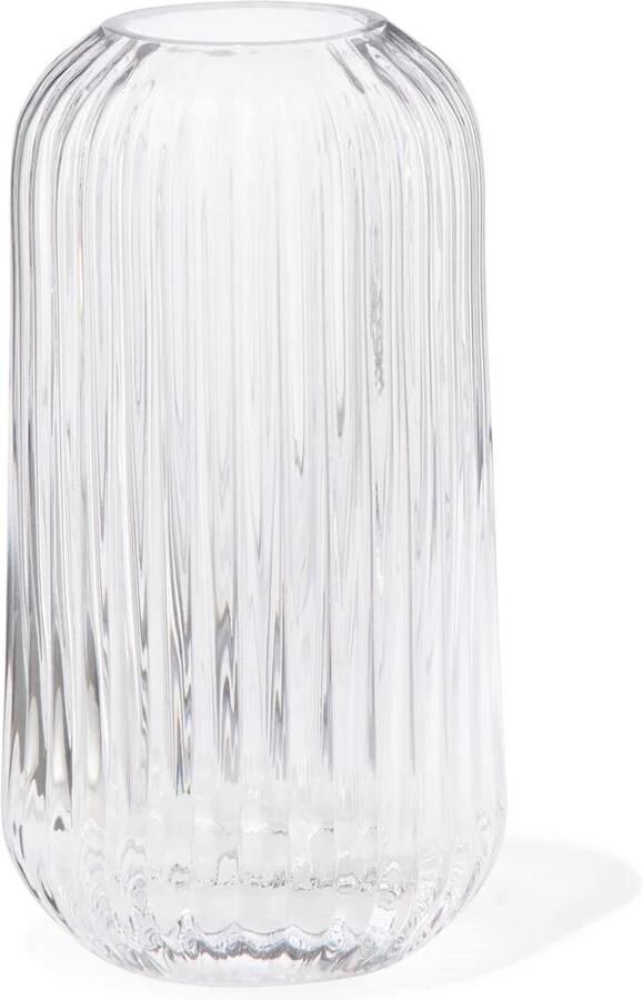 HEMA Vaas Voor Geurstokjes ⌀5.5x11cm Glas Ribbel Transparant (transparant)
