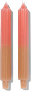 HEMA Huishoudkaarsen Met Ribbels Ø3.5x25 Naturel roze 2 Stuks (roze)