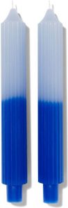 HEMA Huishoudkaarsen Met Ribbels Ø3.5x25 Xblauw 2 Stuks (blauw)
