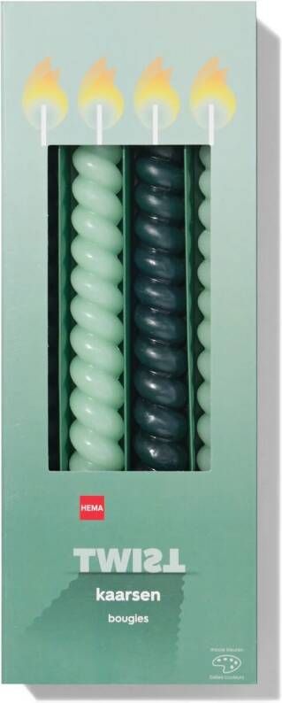 HEMA Kaarsen Gedraaid Groen 4 Stuks (groen)
