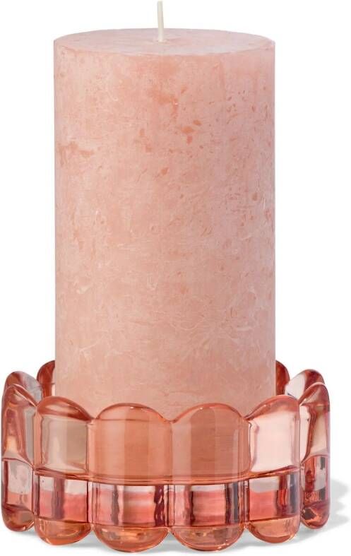 HEMA Kaarsonderzetter Ø10cm Glas Ribbel Bruin (bruin)