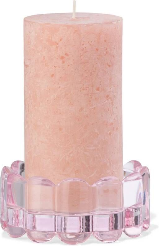 HEMA Kaarsenplateau Ø10cm Glas Ribbel Roze (roze)