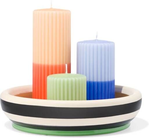 HEMA Kaarsonderzetter Ø25cm Keramiek Zwart-wit (zwart wit)