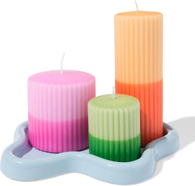 HEMA Kaarsonderzetter L Keramiek Golvend Blauw (blauw)