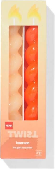 HEMA Korte Huishoudkaars Ø2.2x20cm Gedraaid Oranje 2 Stuks (oranje)