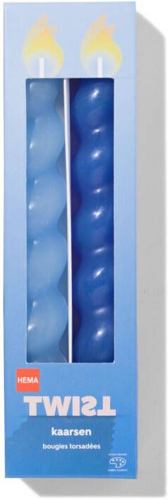 HEMA Korte Huishoudkaarsen Gedraaid 2 Stuks (blauw)