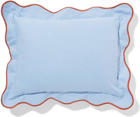 HEMA Kussen 40x30cm Katoen Met Rand Blauw (blauw)