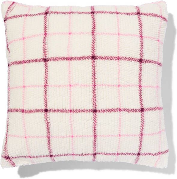 HEMA Kussenhoes Voor Warmtekussen 50x50 Fleece Ruit Naturel-roze (multi)