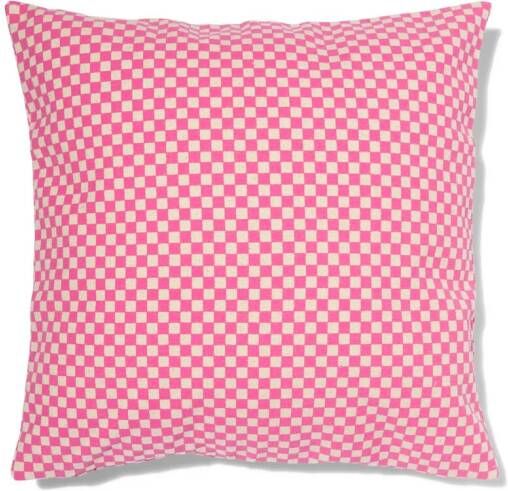 HEMA Kussenhoes Katoen 50x50 Blokjes (roze)