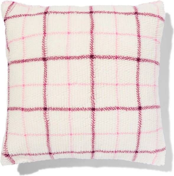 HEMA Kussenhoes Voor Warmtekussen 50x50 Fleece Ruit Naturel-roze (multi)