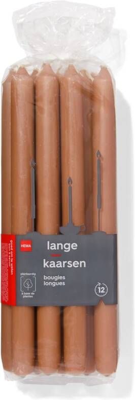HEMA Lange Huishoudkaarsen Ø2.2x29 12 Stuks Bruin (bruin)