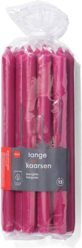 HEMA Lange Huishoudkaarsen Ø2.2x29 12 Stuks Roze (roze)