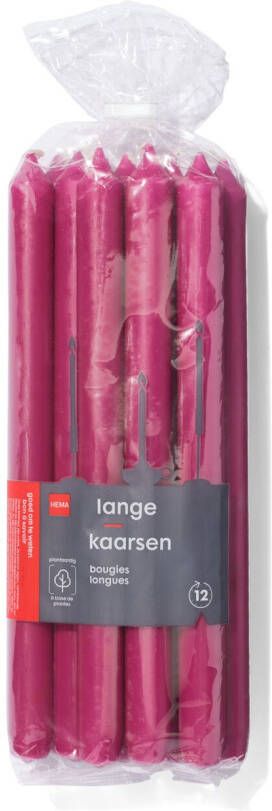 HEMA Lange Huishoudkaarsen Ø2.2x29 12 Stuks Roze (roze)