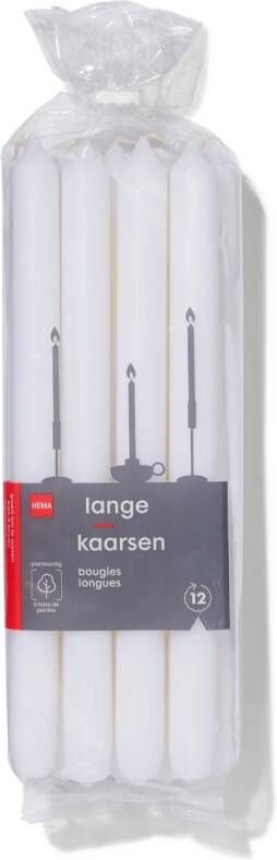 HEMA Lange Huishoudkaarsen Ø2.2x29 12 Stuks Wit (wit)