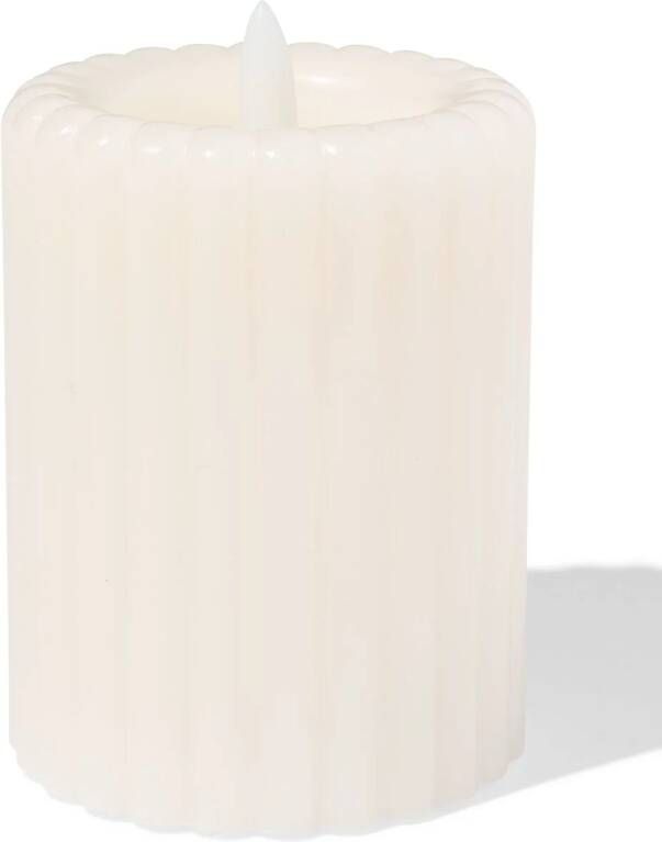 HEMA LED Kaars 7.5x10cm Rib Ivoor (ivoor)