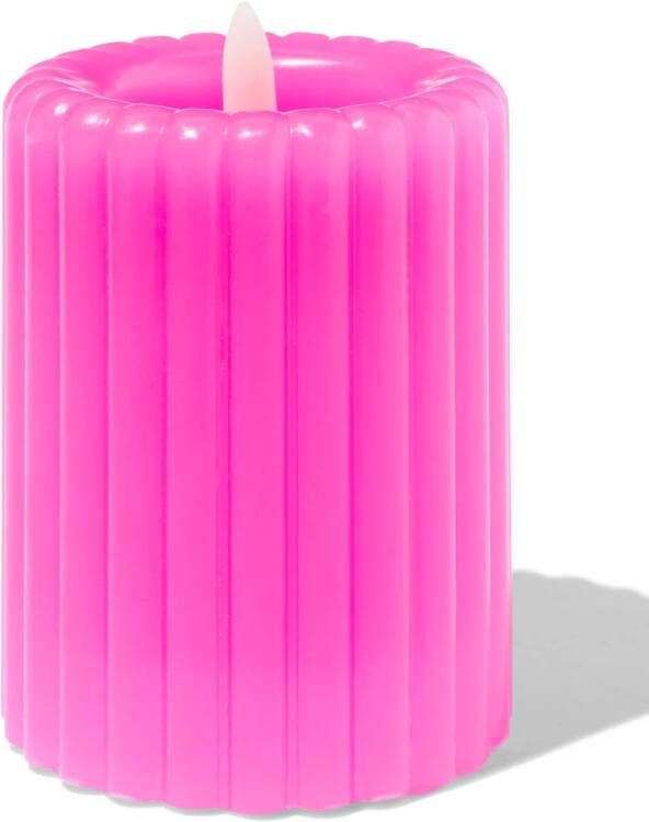 HEMA LED Kaars 7.5x10cm Rib Roze (roze)