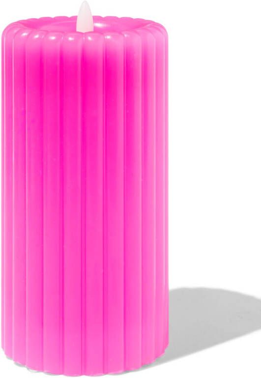 HEMA LED Kaars 7.5x15cm Rib Roze (roze)