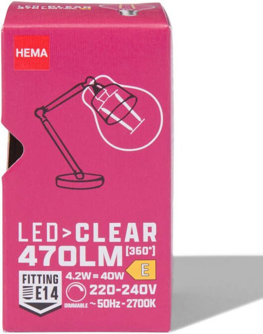 HEMA Led Kogel Clear E14 4.2W 470lm Dim
