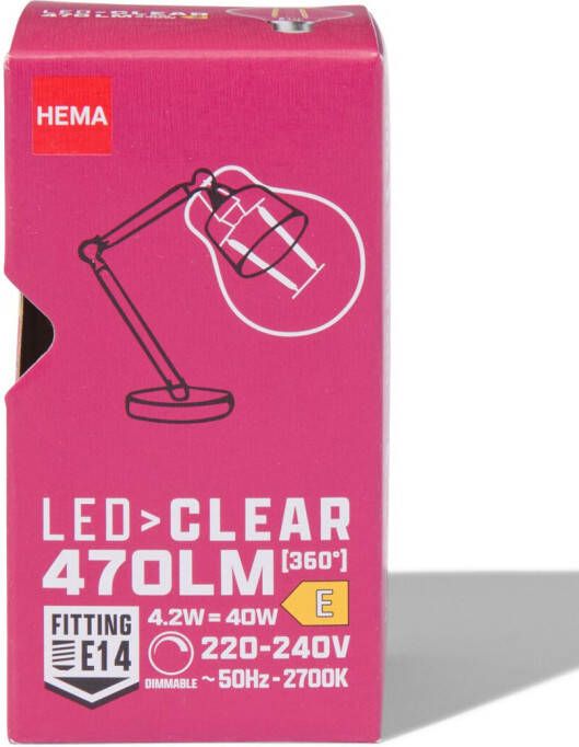 HEMA Led Kogel Clear E27 2.4W 470lm Dim