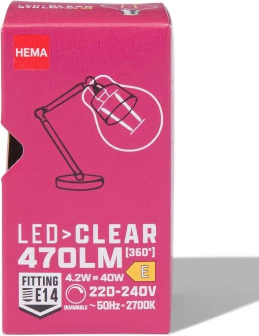 HEMA Led Kogel Clear E27 2.4W 470lm Dim