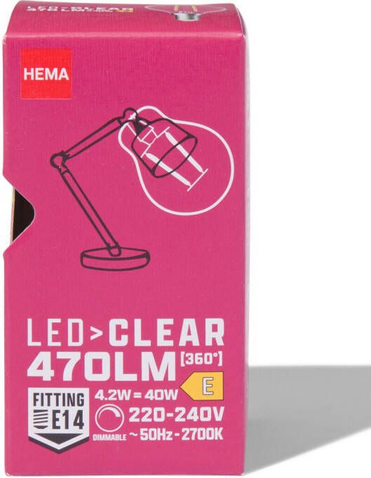 HEMA Led Kogel Clear E27 4.2W 470lm Dim