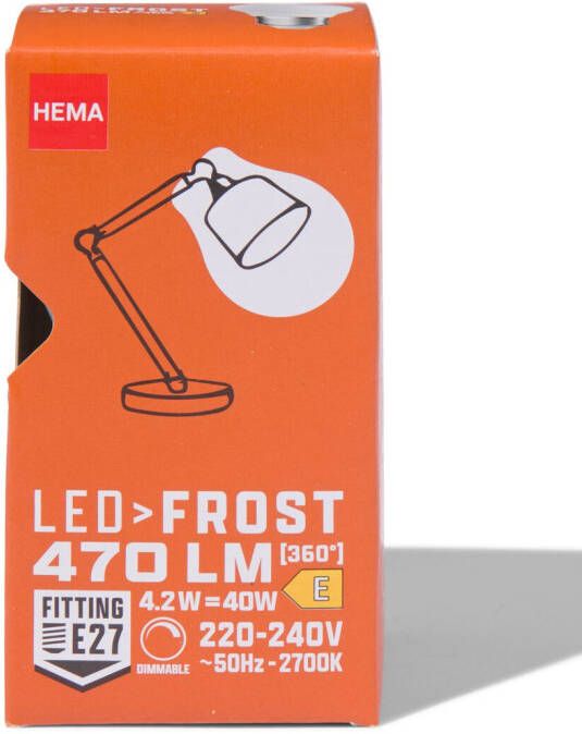 HEMA Led Kogel Frost E27 4.2W 470lm Dim