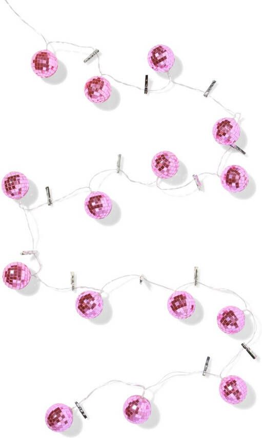 HEMA Lichtsnoer 2m Met 15 Discoballen Roze