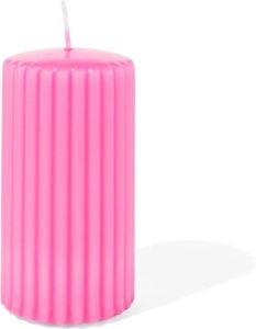 HEMA Pilaarkaars Met Ribbels Ø6x12 Fluor Roze (fluor roze)