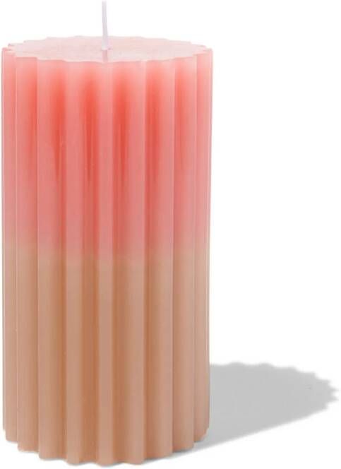 HEMA Pilaarkaars Met Ribbels Ø7x13 Naturel roze (fluor roze)