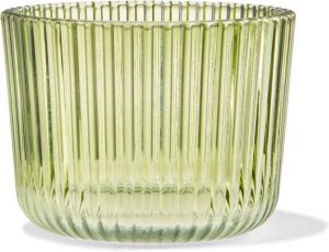 HEMA Sfeerlichthouder Glas Met Ribbels Ø8.5x6.5 (groen)
