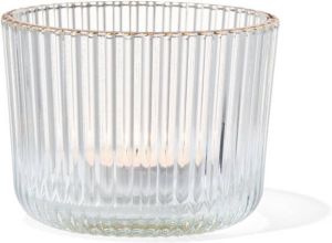 HEMA Sfeerlichthouder Met Ribbels Ø8.5x6.5 Glas (transparant)
