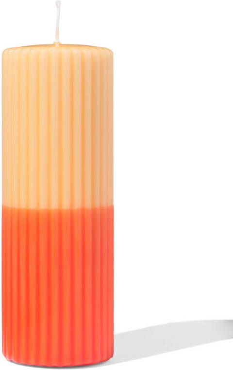 HEMA Stompkaars Ø7x19cm Ribbel Lichtoranje-oranje (oranje)