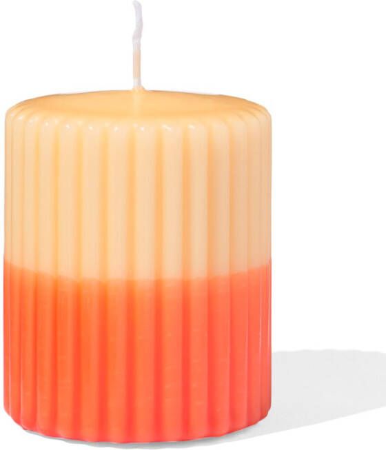 HEMA Stompkaars Ø7x8cm Ribbel Lichtroze-felroze (oranje)